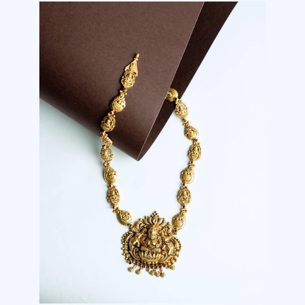 Antique Lakshmi Temple Long Necklace with Mango Motif Chain