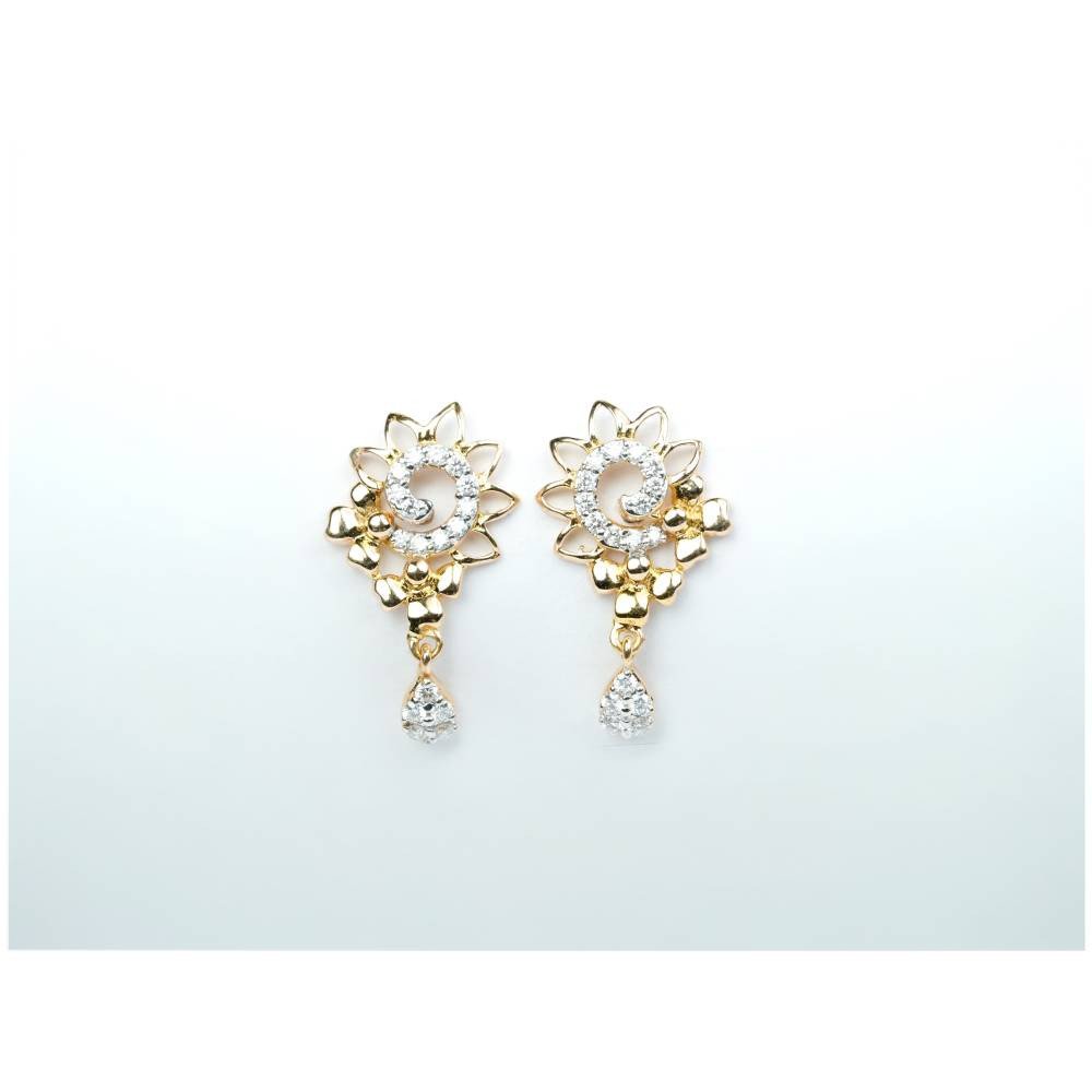 Floral Swirl Sparkle Drop Earrings