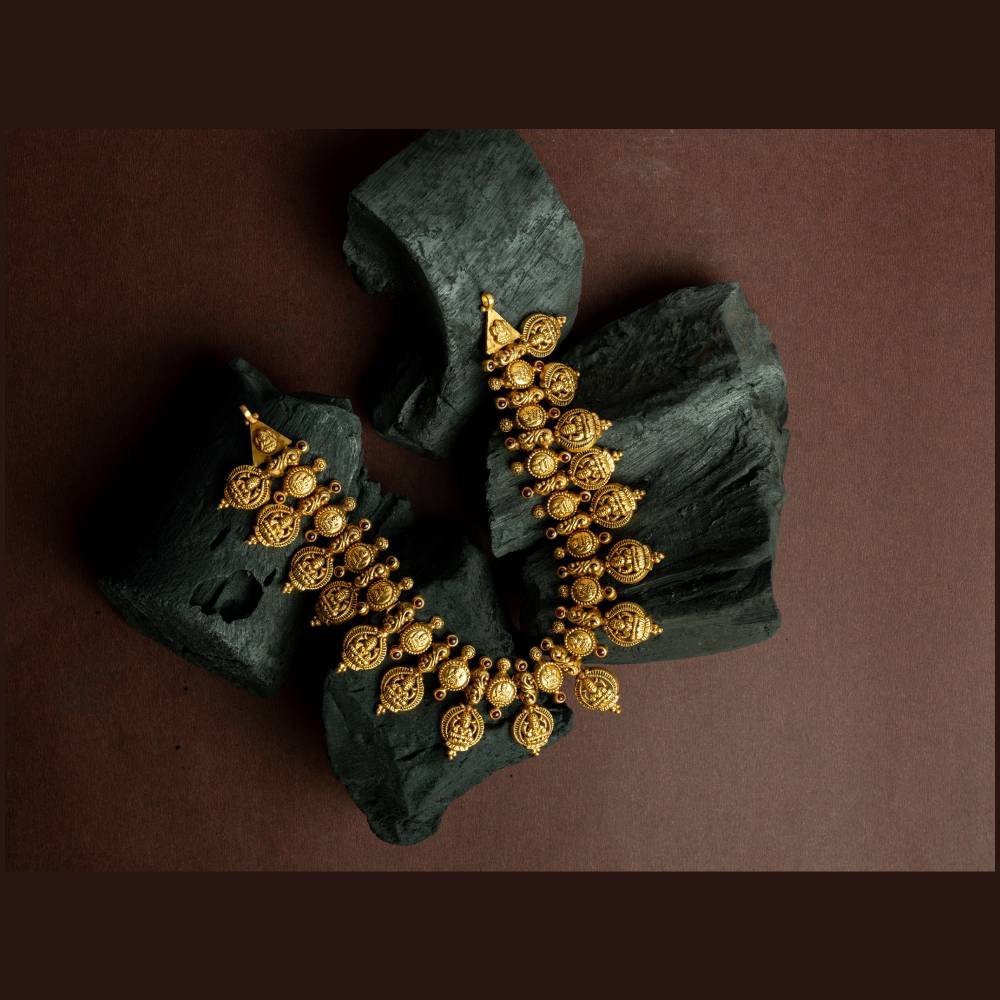 Antique Lakshmi Kasu Mala Necklace with Coin & Leaf Motifs