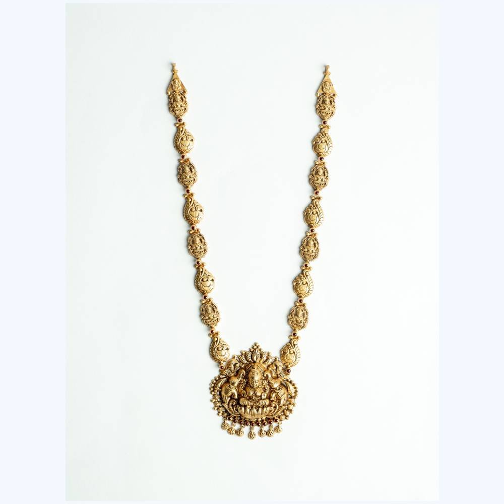 Antique Lakshmi Temple Long Necklace with Mango Motif Chain